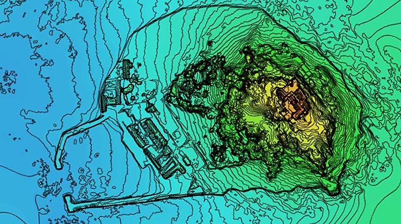 Contour map of St Michaels Mount